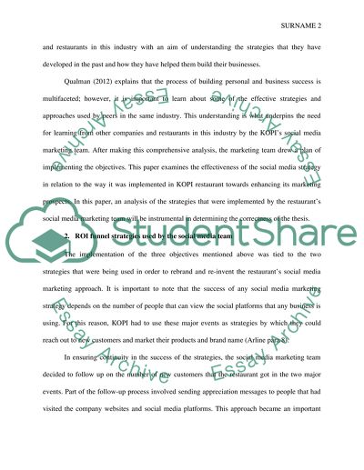 KOPI Restaurant Social Media Strategy: Results