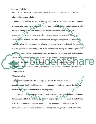 Company Analysis: The Regency Grand Hotel