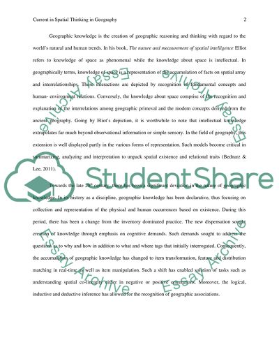 Current Knowledge in Spatial Thinking in Geography