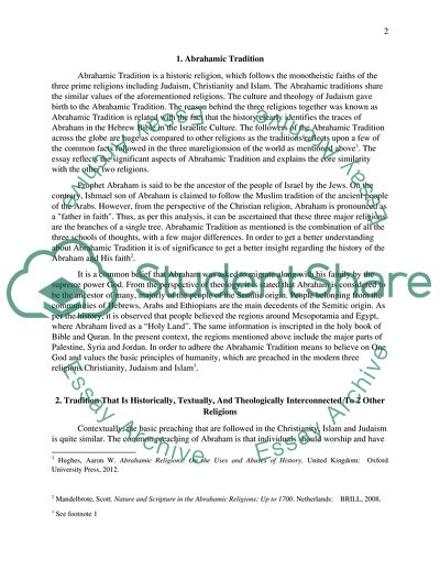 Abrahamic Tradition and Prophet Abraham