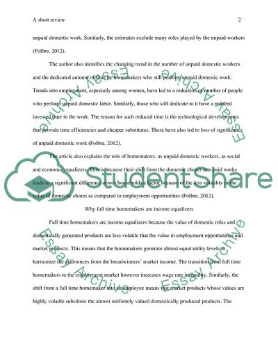 Nancy Folbres View on Valuing Domestic Product