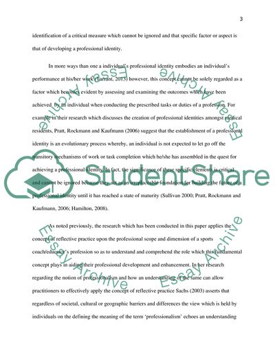 The Role of Reflective Practice in the Professional Development of a Sports Coach