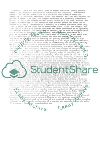 Understanding the Behaviour of Organisations in their Market Environment