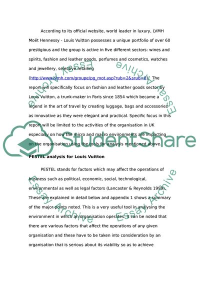 Analysis Of The Activity Of Louis Vuitton Company