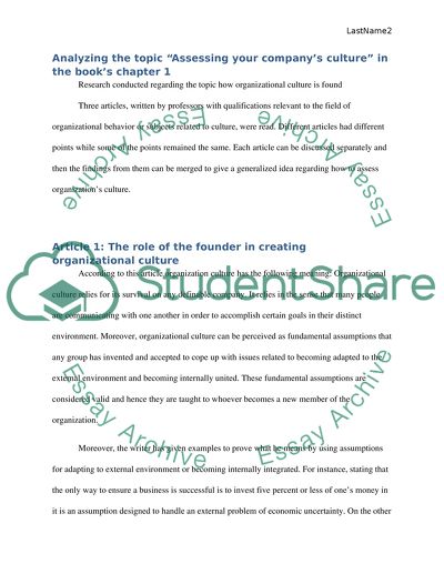 The Role of the Founder in Creating an Organizational Culture