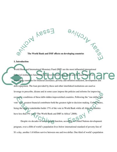 The World Bank and IMF effects on developing countries