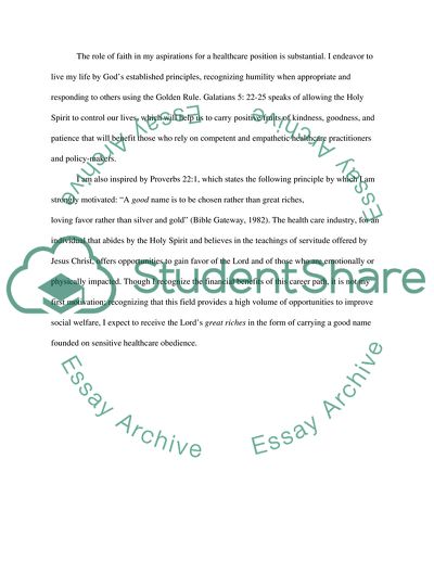 The Role of Faith in the Aspirations for a Healthcare Position