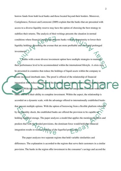 Financial Integration and Liquidity Crisis