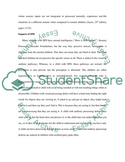 Play Therapy For Children With Sensory Processing Disorderspd Essay Play Therapy For Children With Sensory Processing Disorderspd