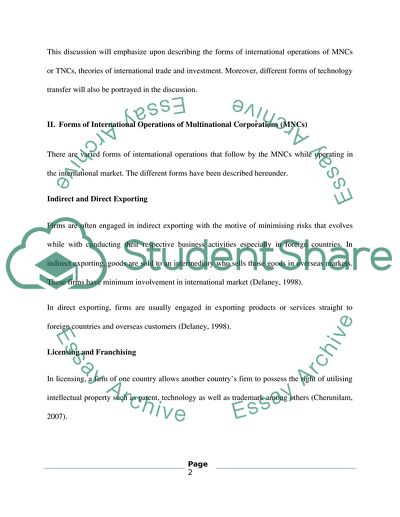 Transfer of Technology and R&D to Developing Countries