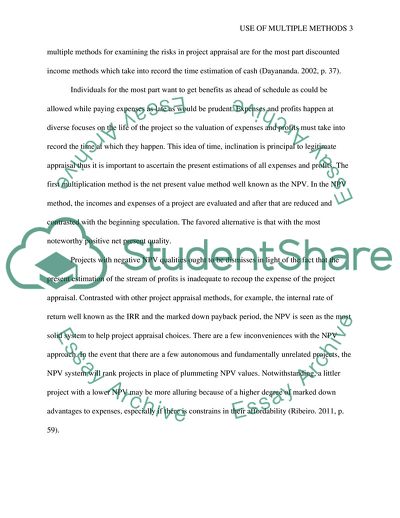 Use of Multiple Methods to Examine Risk in Project Appraisals