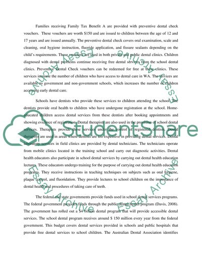 Dental Public Health: School Dental Services in Australia