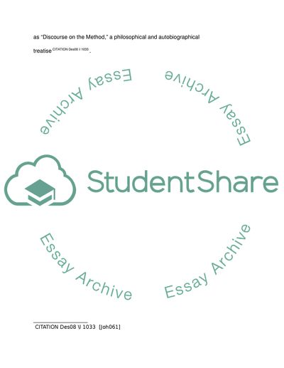 Rene Descartes Discourse