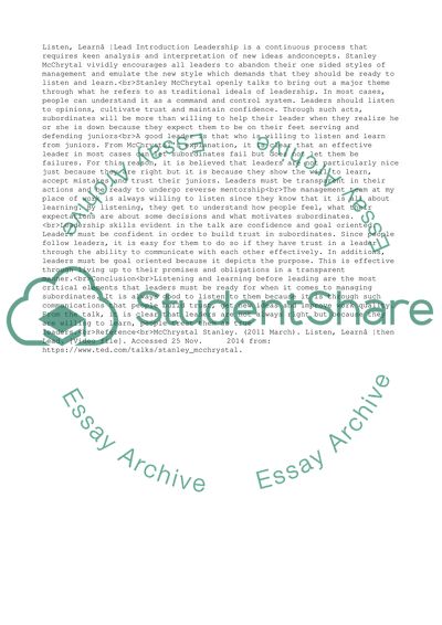 Stanley McChrystals listen, learn.then lead