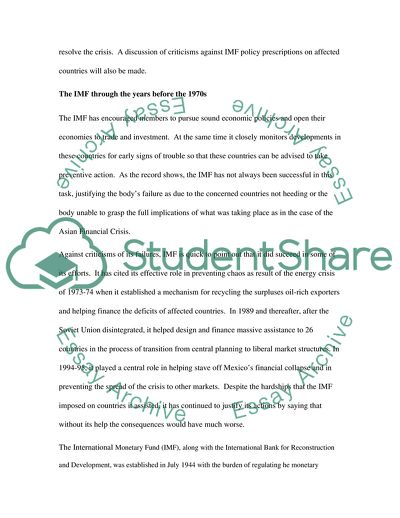 The Asian Financial Crisis and the IMF Interventions