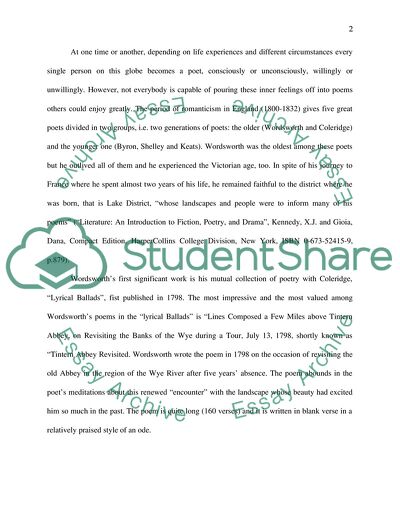 Memory as a Source of Salvation in Wordsworths Tintern Abbey