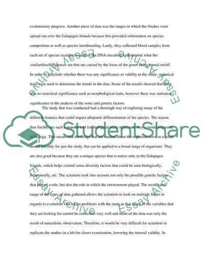 Research on the finches native to the Galapagos Islands by Charles Darwin