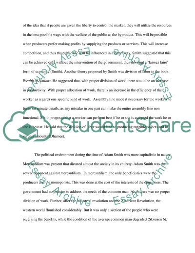 How Adam Smiths Writings Help Us to Grasp One or More Specific Issues