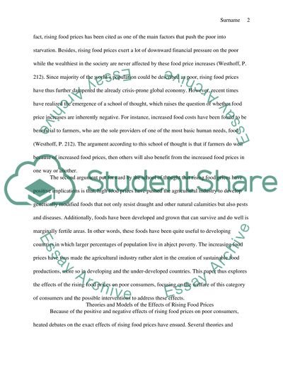 Food Prices in Agricultural Markets
