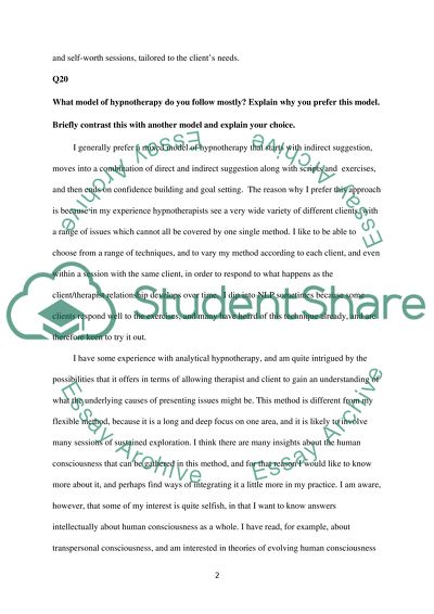 What model of hypnotherapy do you follow most