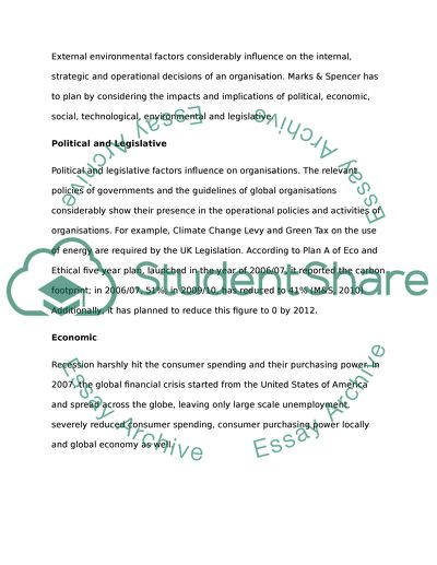 Strategic Management: Mark and Spencer