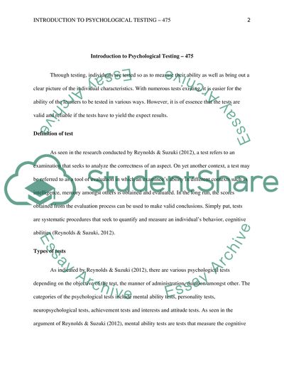 The Various Psychological Tests