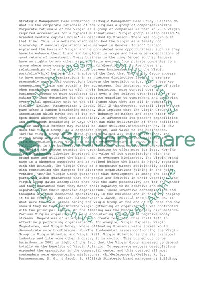 The Corporate Rationale of the Virgin as a Group of Companies