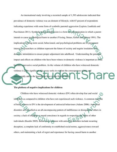 The Impact and Possible Effects of Witnessing Domestic Violence as a Child