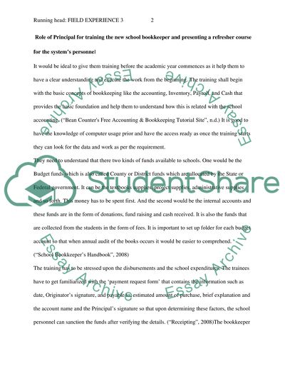 Role of Principal for Training the New School Bookkeeper