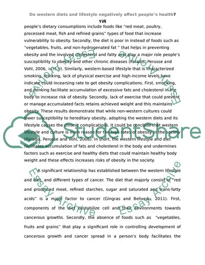 Do Western Diets and Lifestyle Negatively Affect Peoples Health