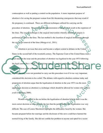 Legalization of Abortion in the United States