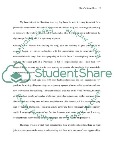 Personal statement essay for pharmacy
