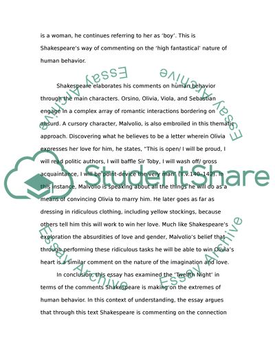 What is shakespeare saying about extremes of behavior in the play twelfth night