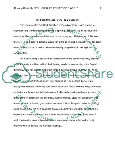 Spell check poem Topic 3 Wk 6