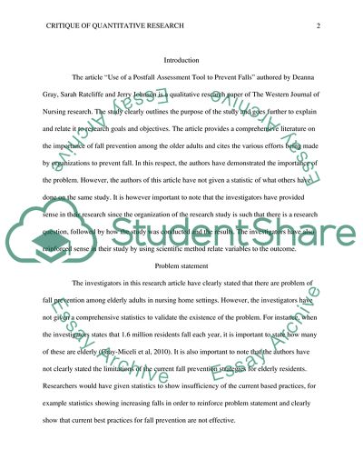 Critique Of Quantitative Research Essay Example Topics And Well Written Essays 1000 Words