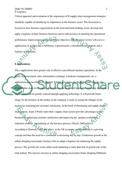 Efficiency and Effectiveness in Food and/or The Clothing Retail Sector