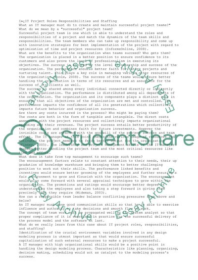 IT Project Roles Responsibilities and Staffing