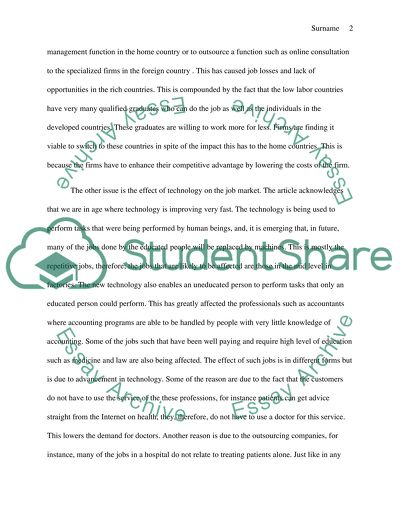 The effects that globalization and technology on the job market