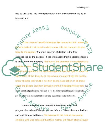On Telling Patient The Truth