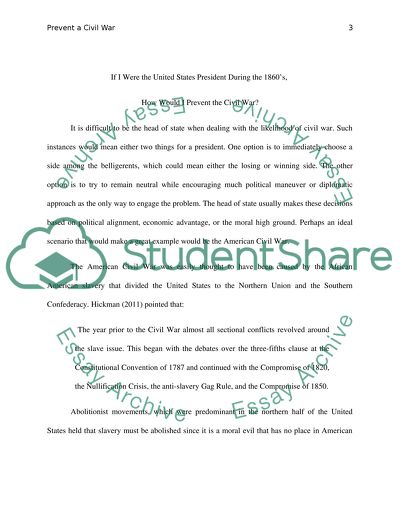 What steps should an American leader undertake to avoid Civil War of 1860