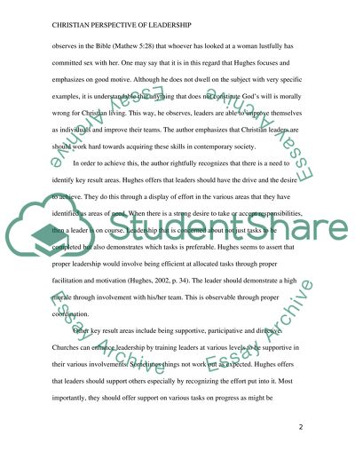 Christian Perspective of Leadership - Analysis of Bryn Hughess Leadership Tool Kit