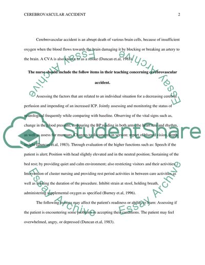 Nursing Teaching concerning the Cerebrovascular Accident
