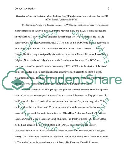 Decision-Making Bodies of the EU and Democratic Deficit in the EU