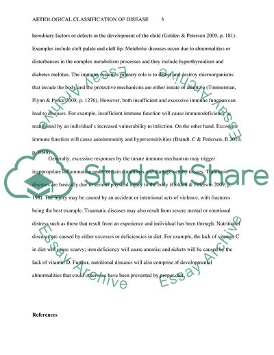 Aetiological Classification of Disease