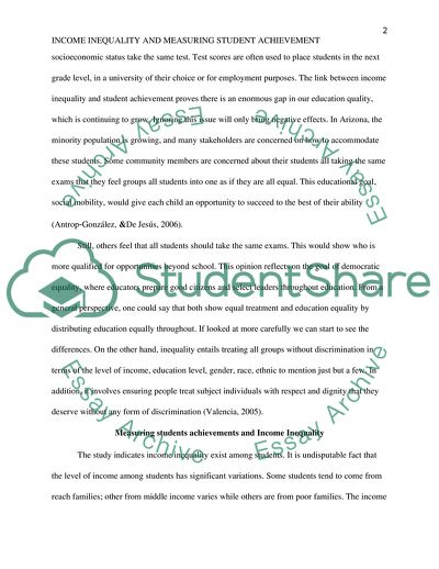 Income Inequality and Measuring Student Achievement