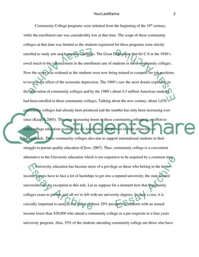 Should High School Students Attend a Two-Year Community College before Going to a University