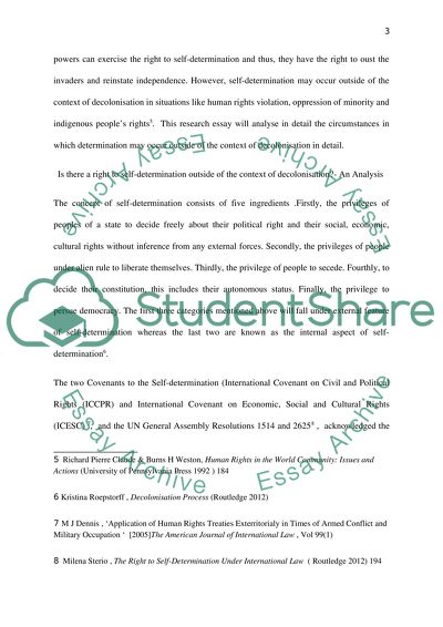 Is There a Right to Self-Determination Outside of the Context of Decolonisation