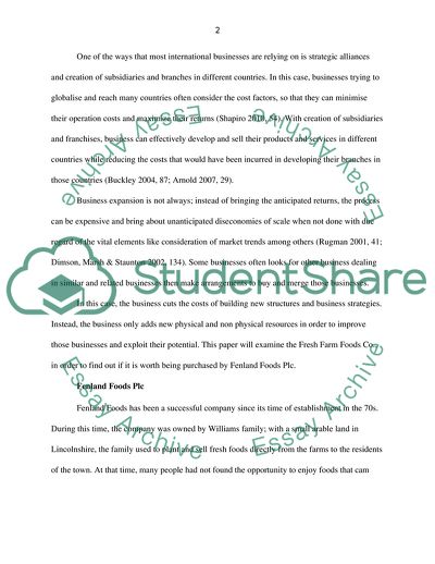 Finance for International Business - Fenland Foods Plc