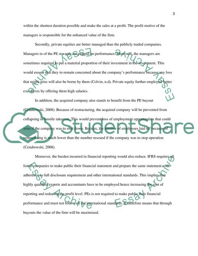 Are private equity buyouts in the best interest of a company (2.3)