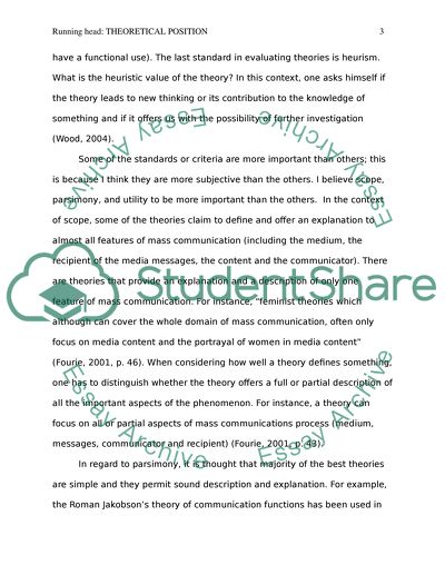 Theoretical Position. Standards for Evaluating Theories